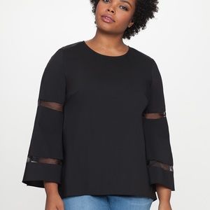 Eloquii Hi Lo Popover with Bell Sleeves - Black
